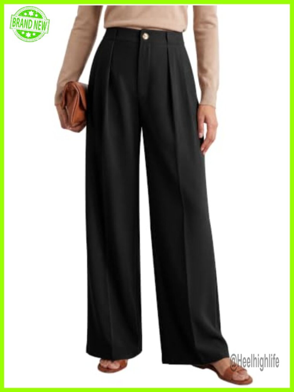 High Waisted Wide Leg Dress Work Pants Pleated Business Casual Trousers